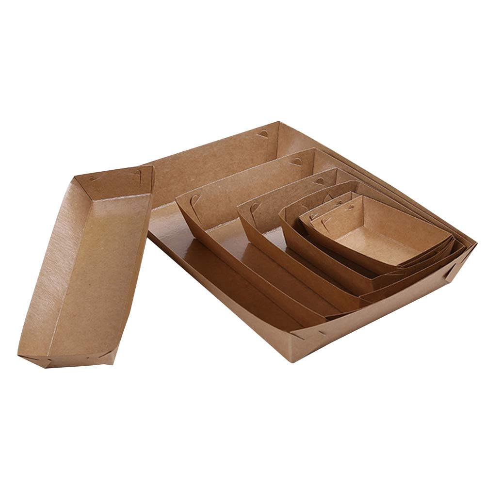Food Packed Snacks - Disposable Kraft Paper Food Trays 30