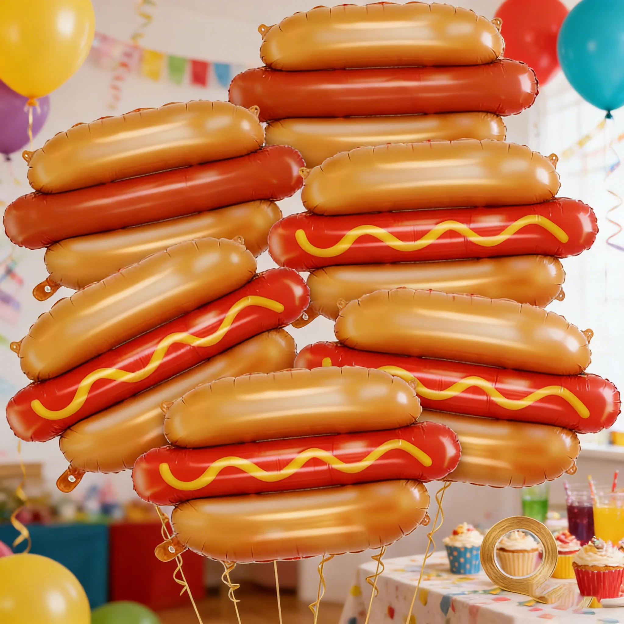 Food Giant Snacks - 6Pcs Giant Hot Dog Balloons, Food