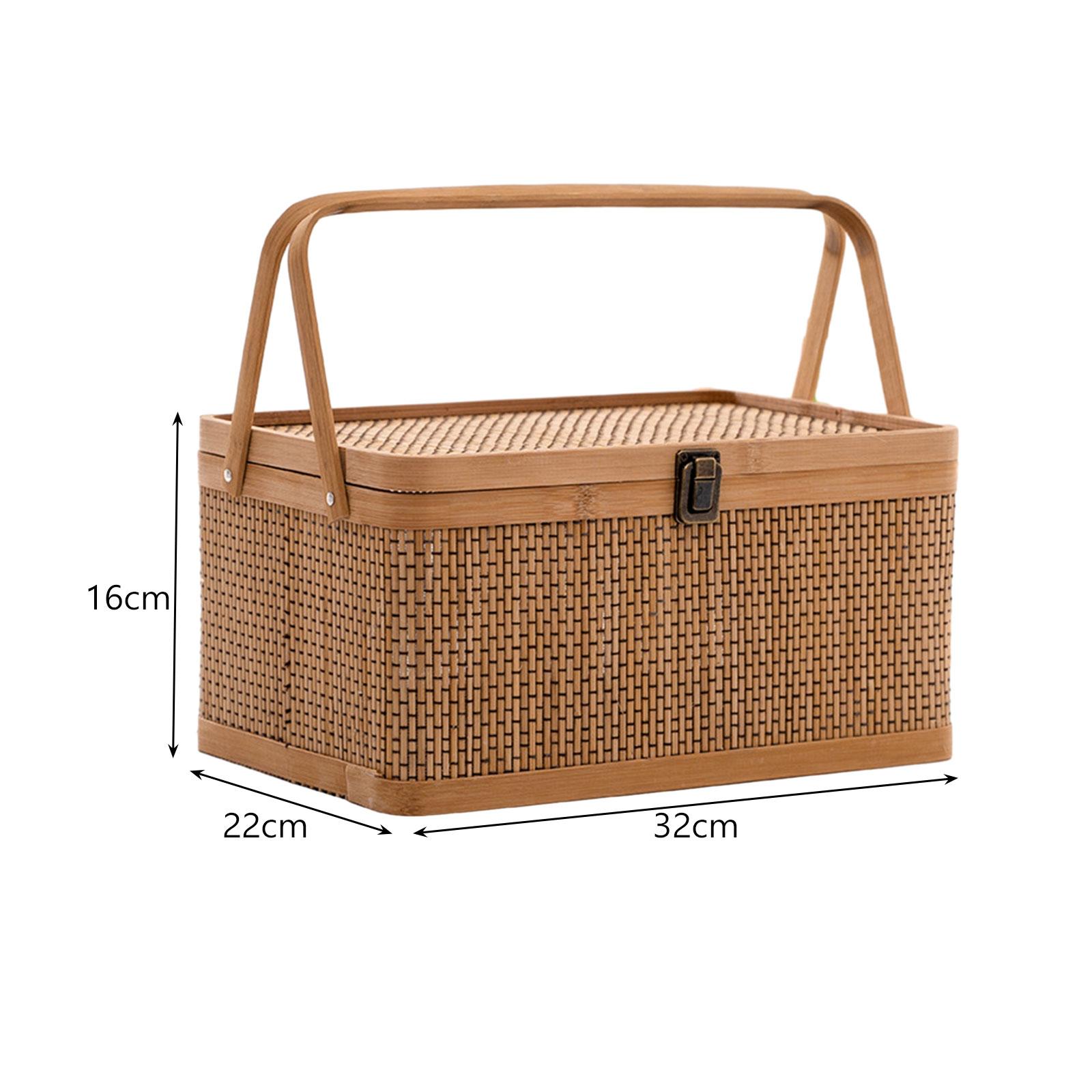 Handcrafted Bamboo Picnic Bask - Snacks Food Hamper Basket review and price