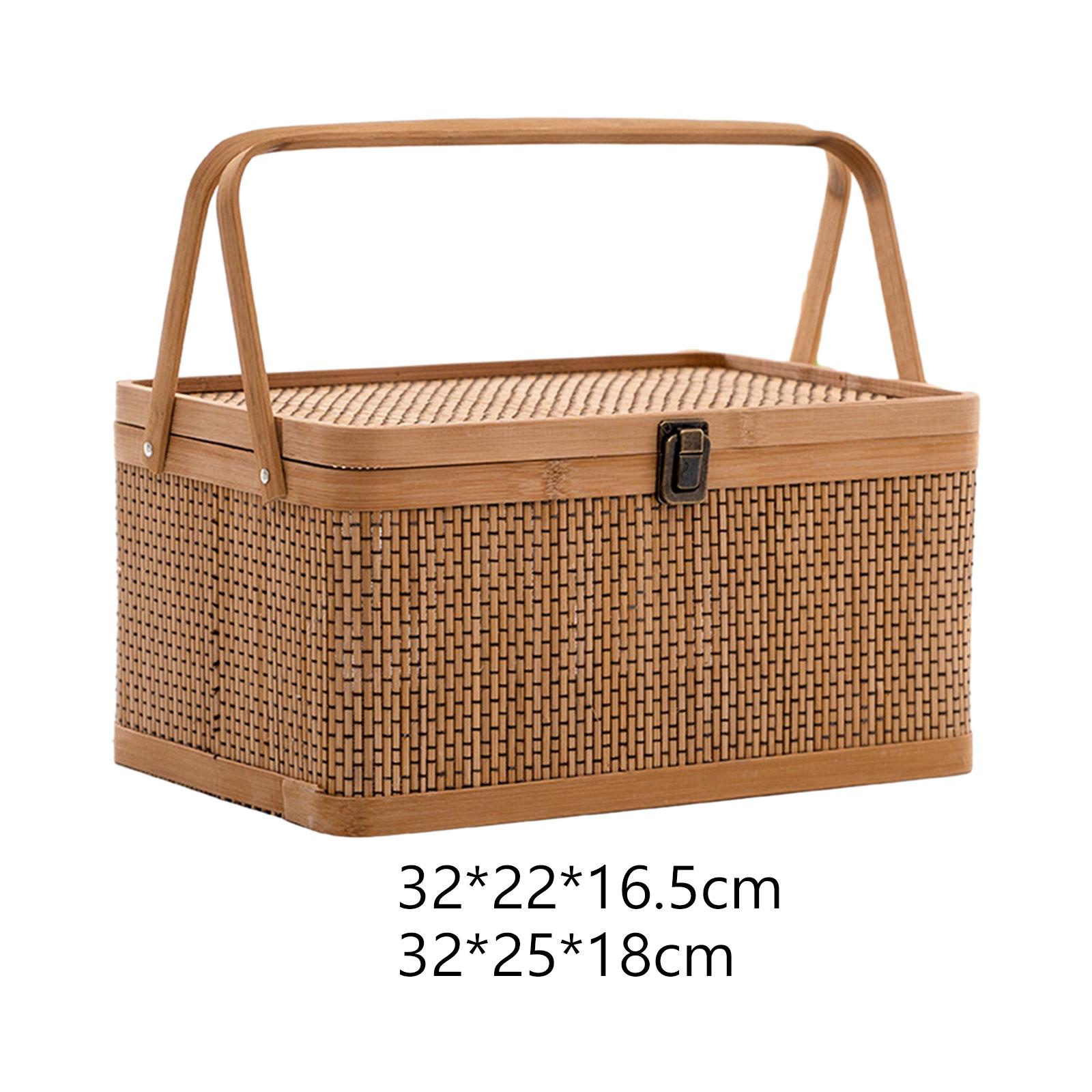 Handcrafted Bamboo Picnic Bask - Snacks Food Hamper Basket review and price